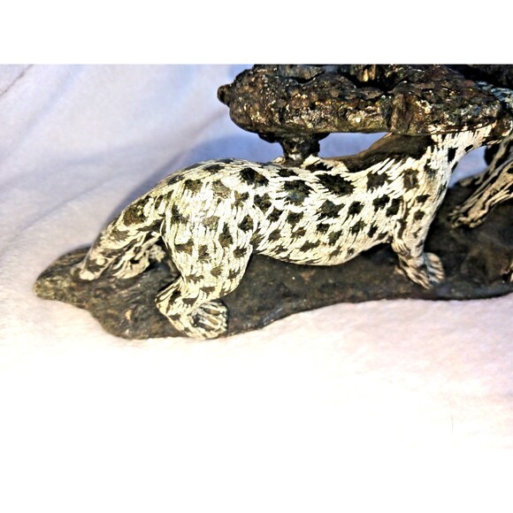 Heavy Snow Leopard Sculpture Carved Stone Big Cats Figurine Handmade Decor - Picture 6 of 14